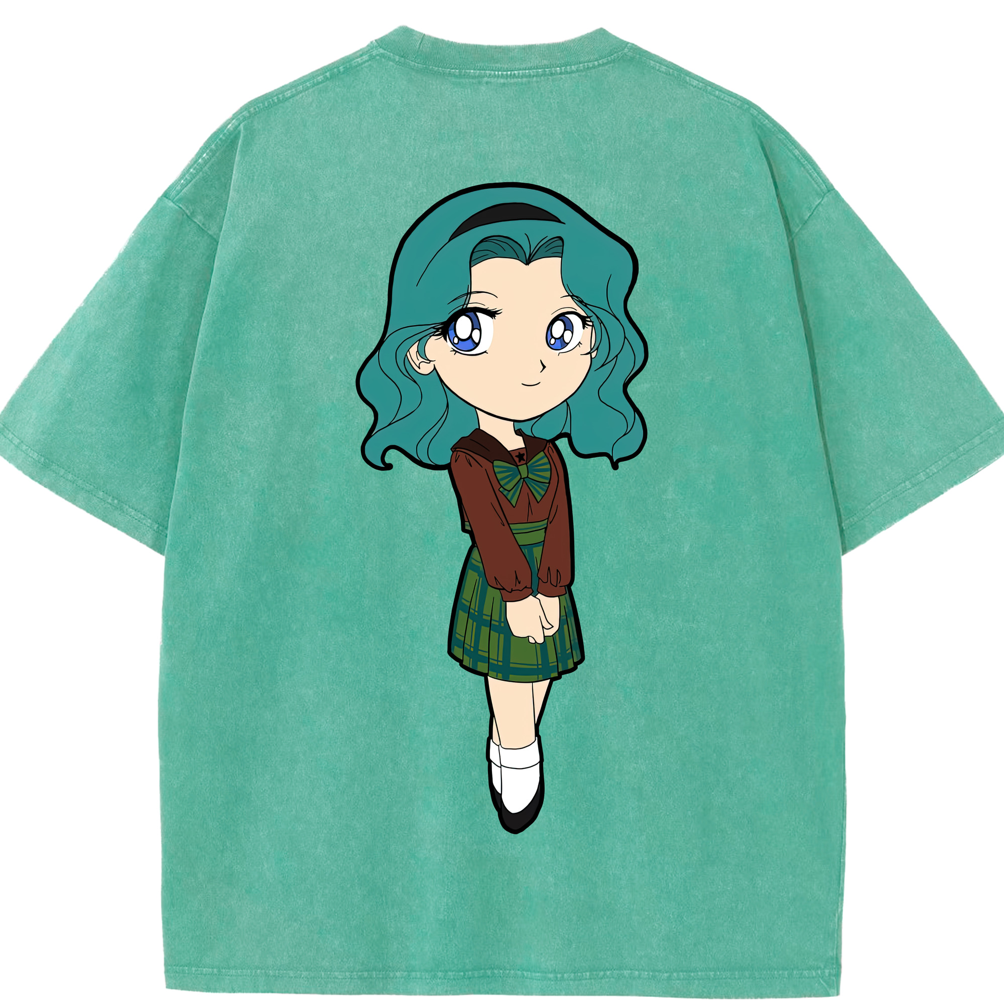 （画像用） 美少女戦士セーラームーン 海王 みちる（かいおう みちる） Sailor Moon Kaiou Michiru 綿100% ヴィンテージ風 半袖Tシャツ（背面プリント）